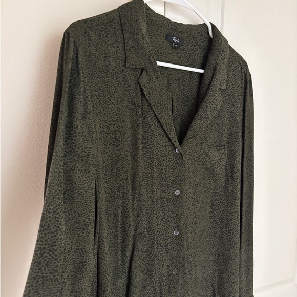 Rails Rebel Print Button Up Blouse, Olive Speckled Green, Long Sleeve XL - Picture 5 of 11